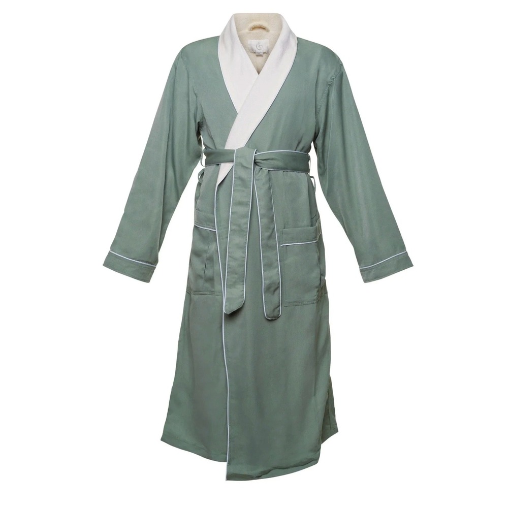 Chadsworth & Haig Robe XS Seafoam Eggshell Terry Lined Spa Loungewear Luxury